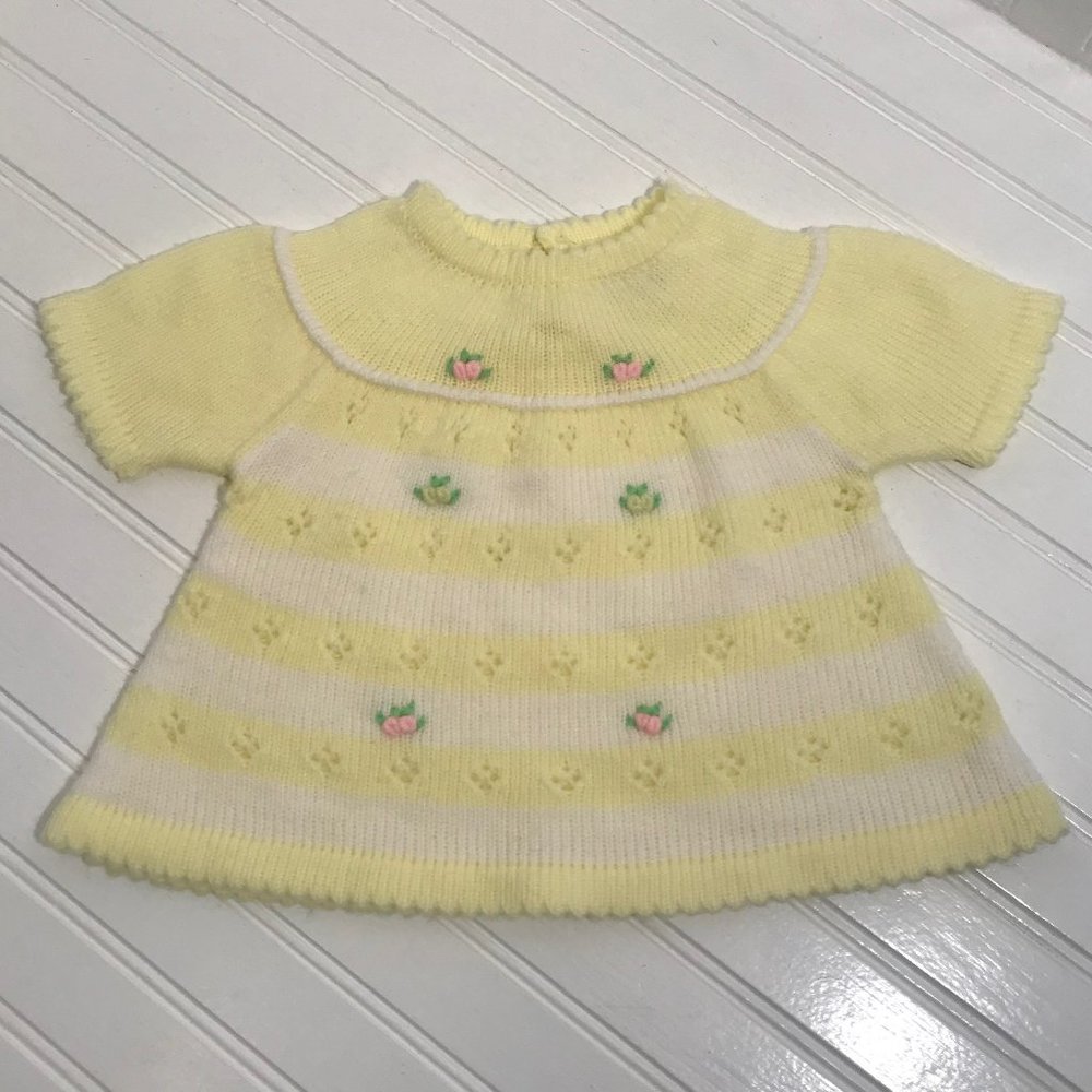 Vintage NOVELTY KNIT Yellow Infant Sweater Dress